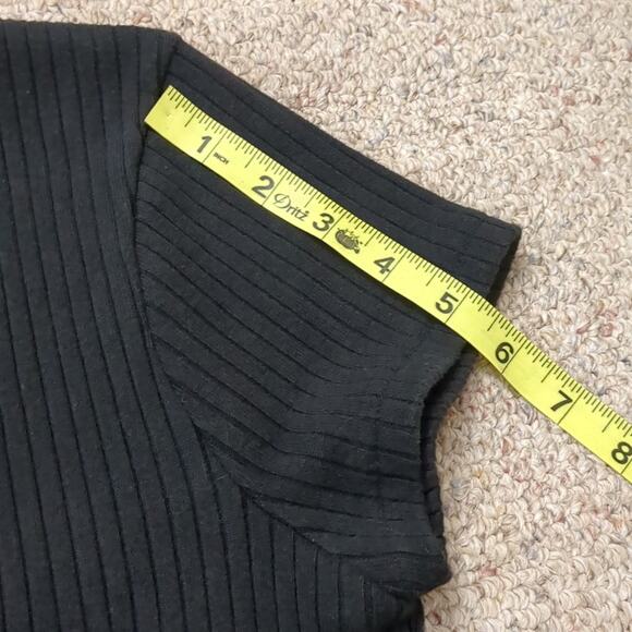 Madewell Button-Front Ribbed Mini Dress Stretch Black Medium - Picture 6 of 8